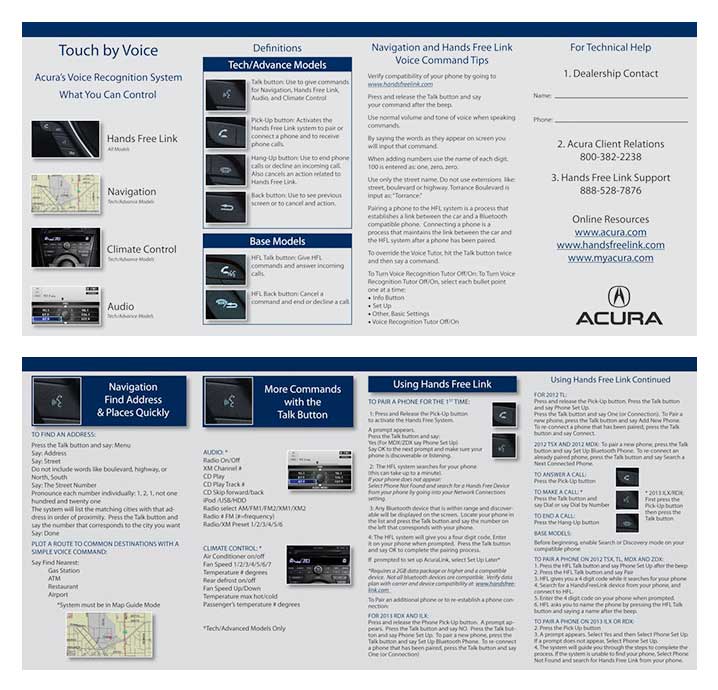 acura automotive jnfo card