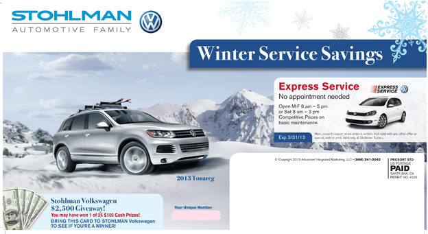 vw automotive mail card
